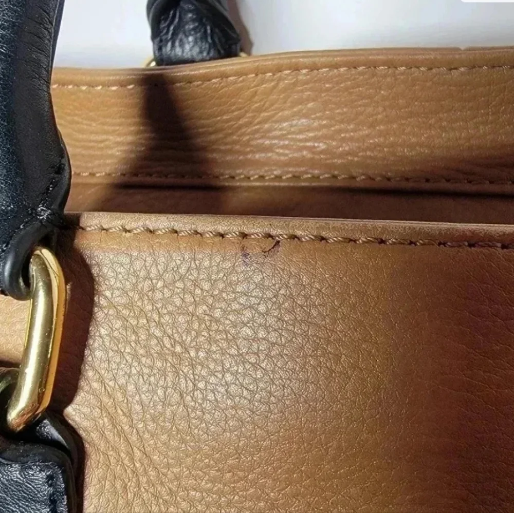 Audrey Brooke Tan and Red Shoulder Bag, GUC - Picture 3 of 6